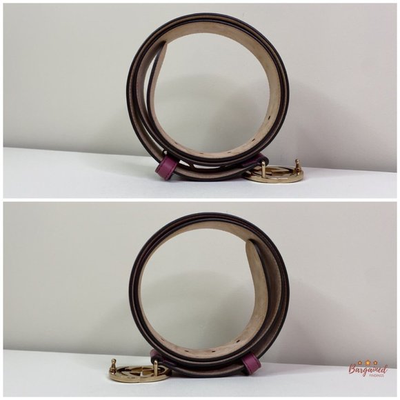 Authentic Gucci Pink Calfskin Leather Gold Interlocking G Buckle Belt 85/34 main image 12